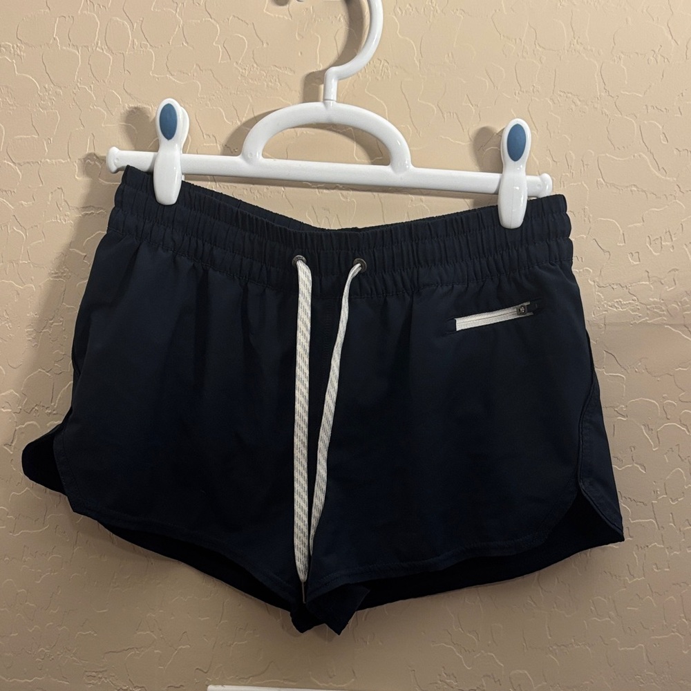 Vuori Navy Athletic Shorts with White Accents
